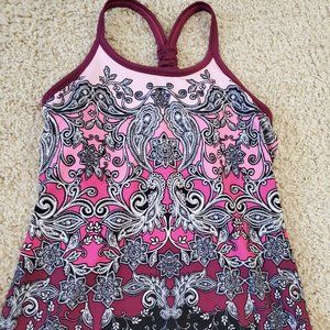 Athleta pink paisley pavitra tank, size small, EUC